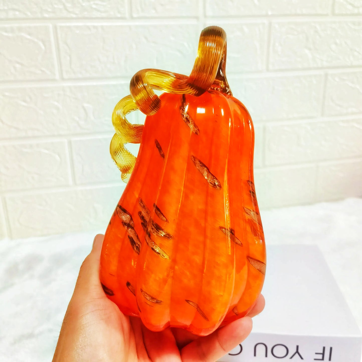 Mystic Amber Flame Glass Pumpkins – Upward journey of the soul