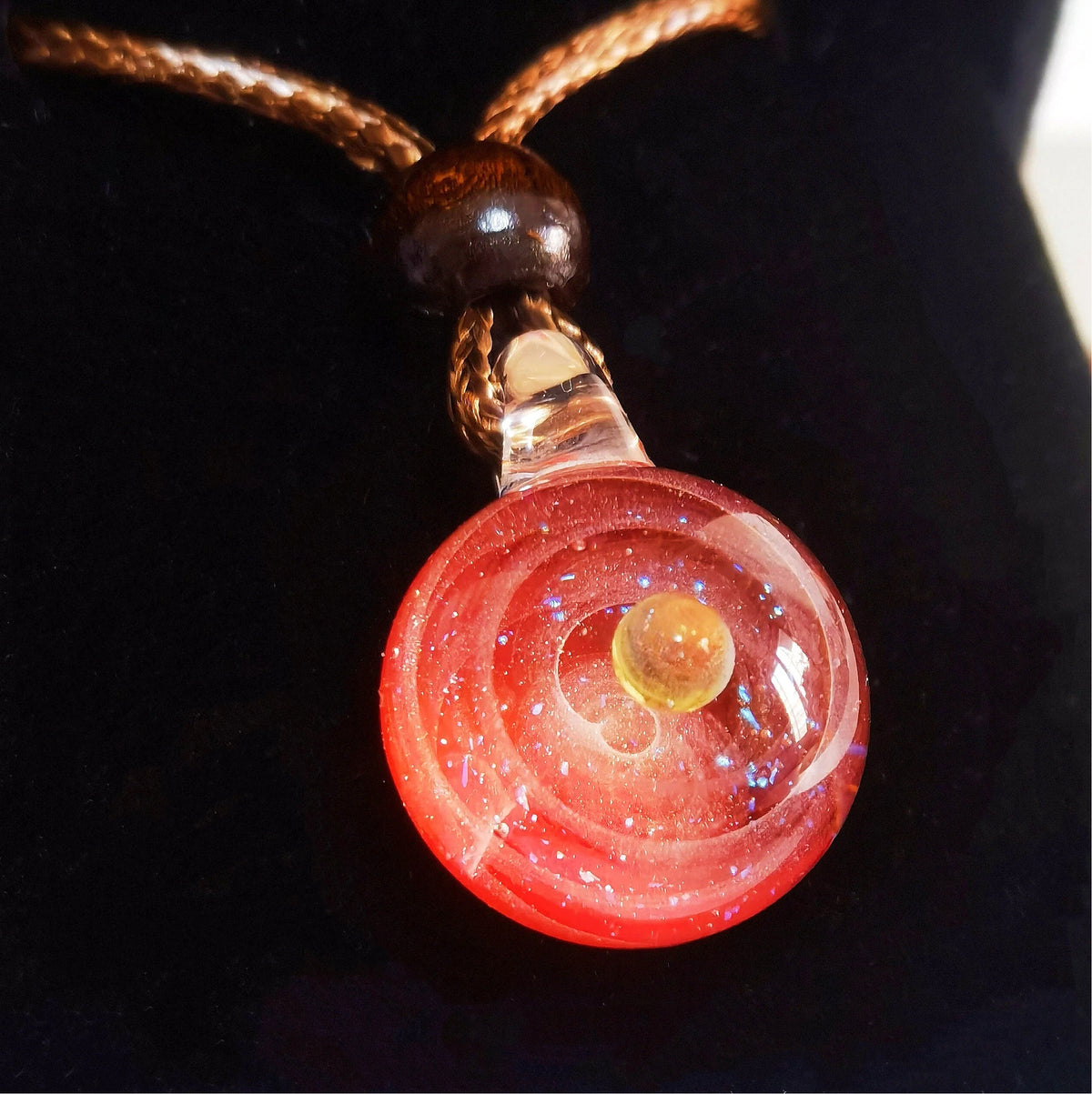 Solar Oracle Galaxy Pendant Necklace – Mystical Cosmic Fire & Planetary Orbit Talisman