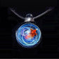 Celestial Oracle Galaxy Pendant Necklace – Mystical Moon, Stars & Planetary Orbit Talisman