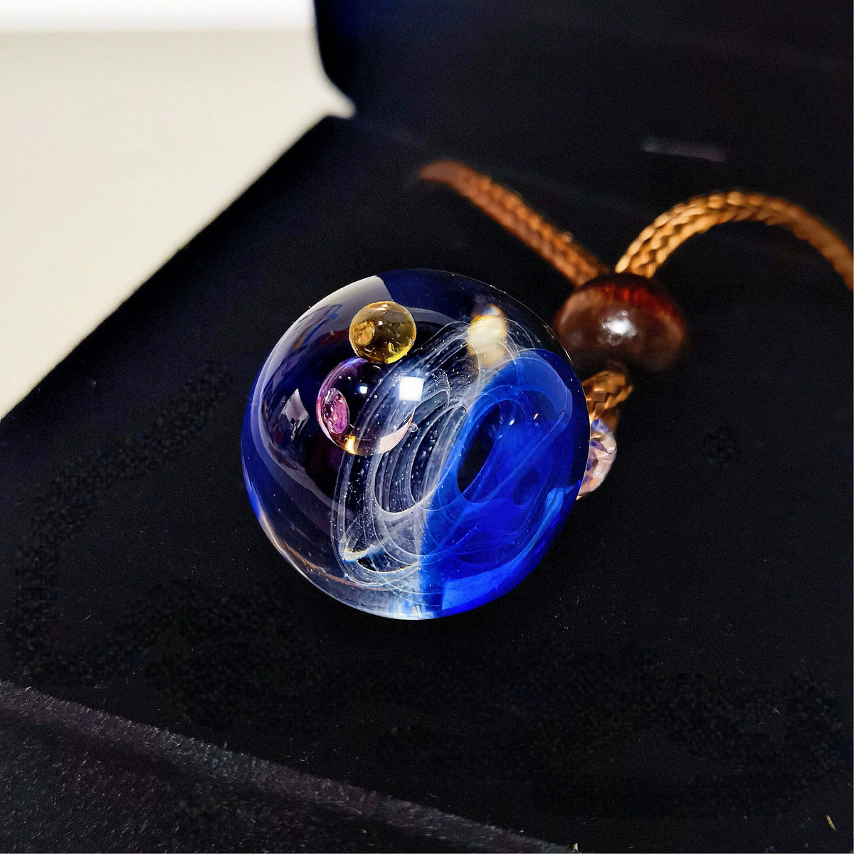 Celestial Alignment Galaxy Necklace, Cosmic Orbit Glass Pendant, Astral Planet Jewelry, Mystical Universe Necklace, Stargazer Gift