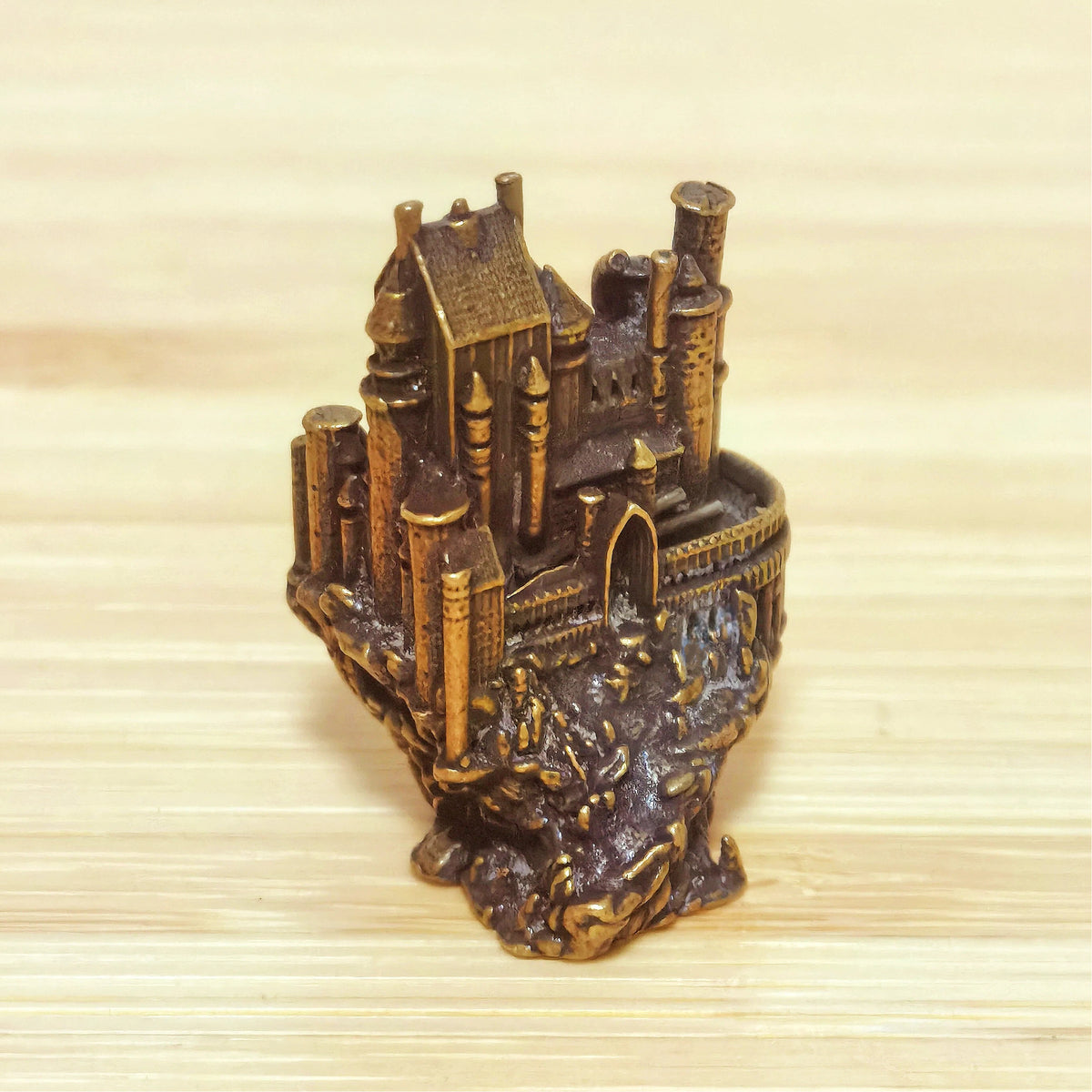 Castle of the Hidden Realm Brass Sculpture – Mystical Fortress of Ancient Magic, Secrets & Protection