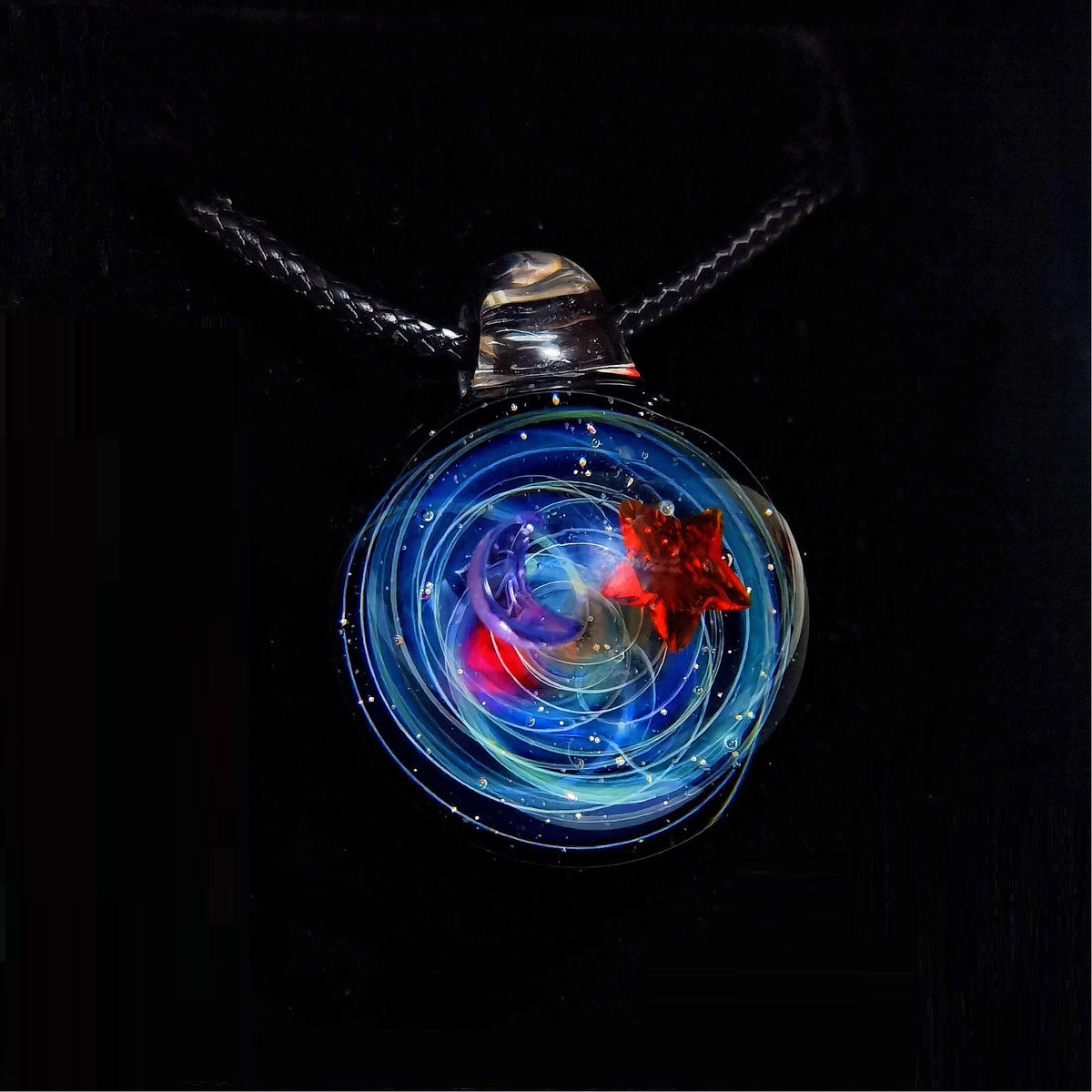 Celestial Oracle Galaxy Pendant Necklace – Mystical Moon, Stars & Planetary Orbit Talisman