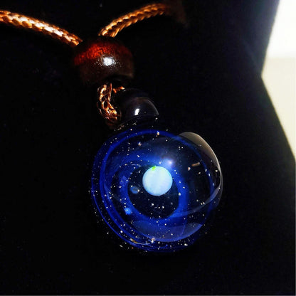 Astral Orbit Talisman Necklace – Celestial Galaxy Orb Pendant, Mystical Planet Amulet, Cosmic Jewelry