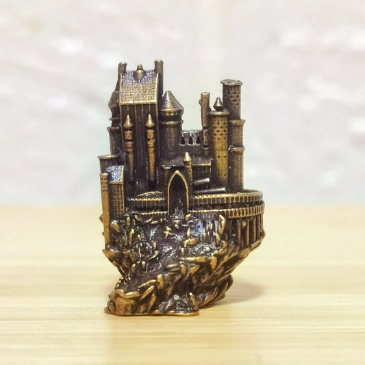 Castle of the Hidden Realm Brass Sculpture – Mystical Fortress of Ancient Magic, Secrets & Protection