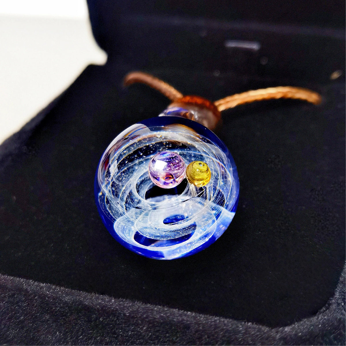 Astral Orbit Galaxy Glass Pendant Necklace – Mystical Celestial Planet Jewelry