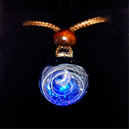 Moon Oracle Galaxy Necklace, Crescent Moon Glass Pendant, Celestial Jewelry, Mystical Lunar Necklace, Witchy Gift