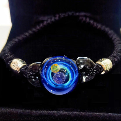 Celestial Orbit Galaxy Bracelet, Lunar Moon Glass Jewelry, Astral Planet Bracelet, Mystical Cosmic Jewelry, Stargazer Gift