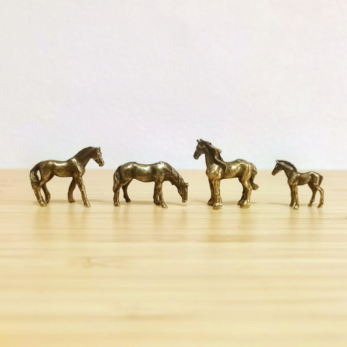 Wanderer's Path Brass Horse Talisman Set – Symbols of Freedom, Mystical Spirit Journey Figurines