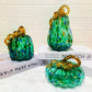 Mystic Teal Glass Pumpkins – Symbols of Transformation and Prosperity