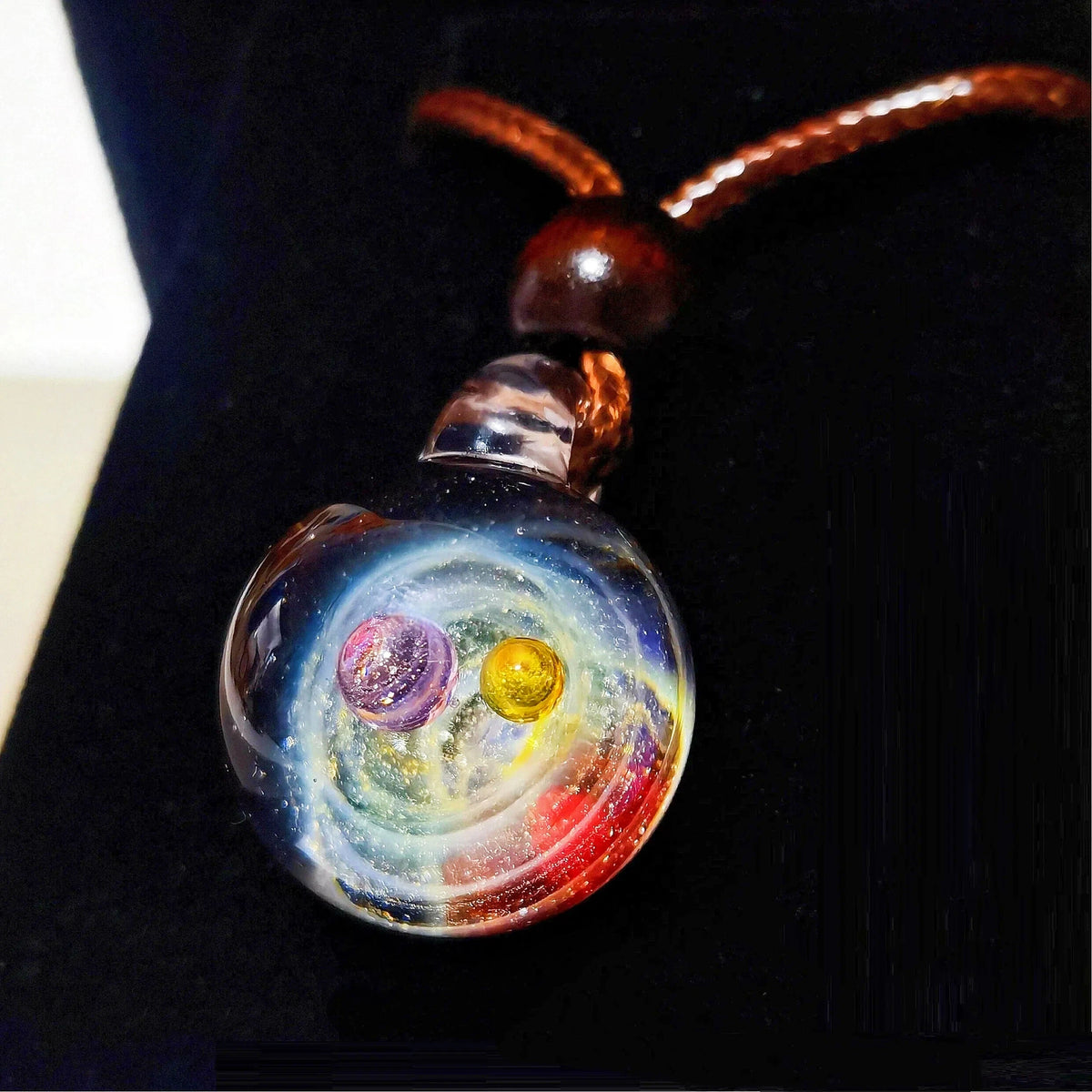 Celestial Oracle Galaxy Pendant Necklace – Mystical Moon, Stars & Planetary Orbit Talisman