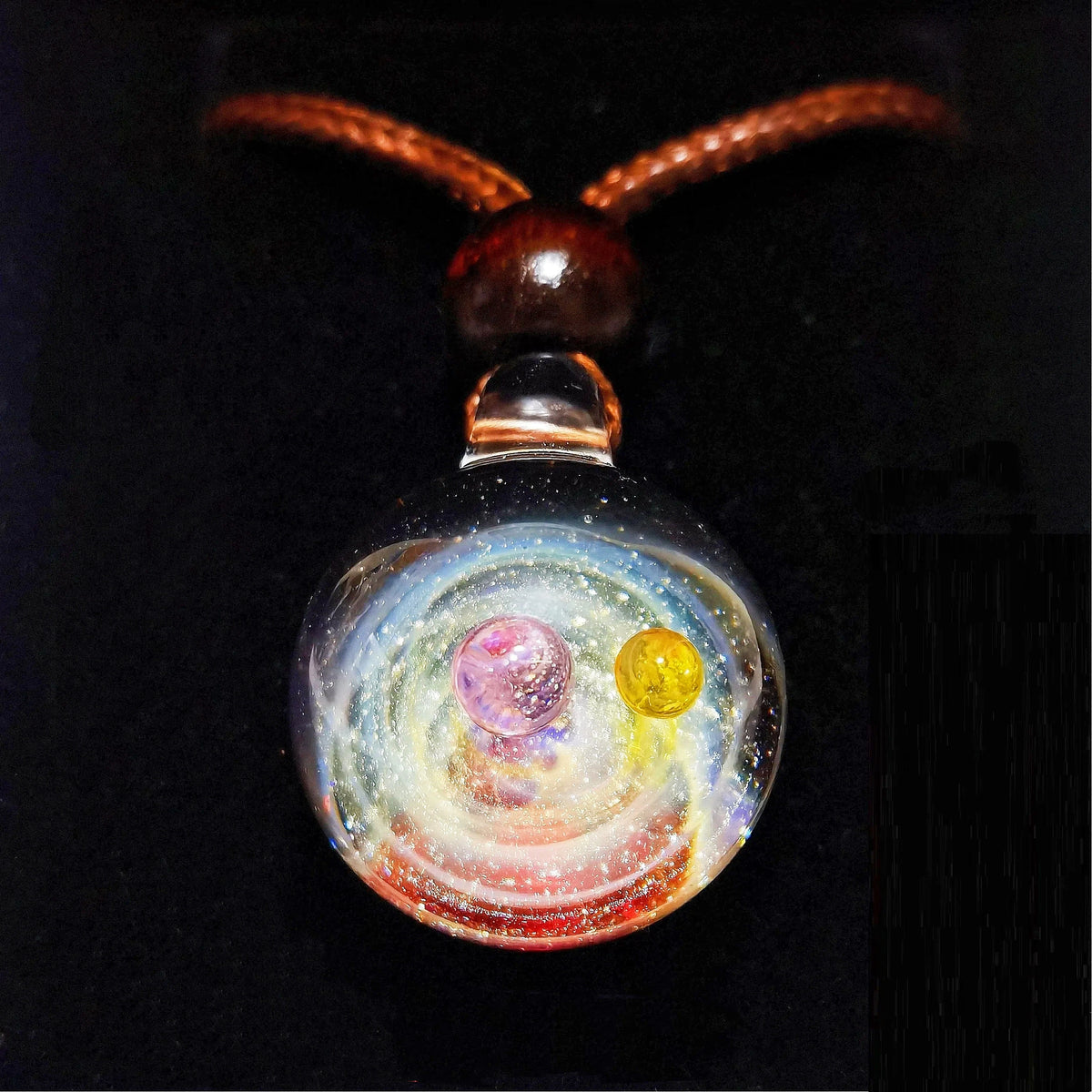 Celestial Oracle Galaxy Pendant Necklace – Mystical Moon, Stars & Planetary Orbit Talisman