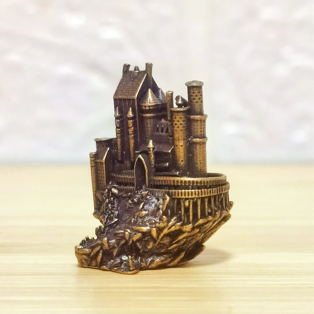 Castle of the Hidden Realm Brass Sculpture – Mystical Fortress of Ancient Magic, Secrets & Protection