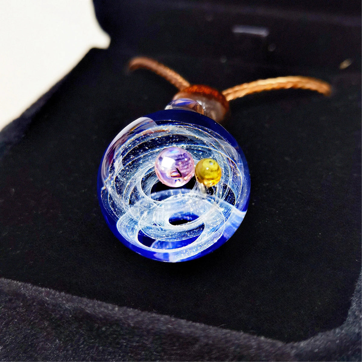 Astral Orbit Galaxy Glass Pendant Necklace – Mystical Celestial Planet Jewelry