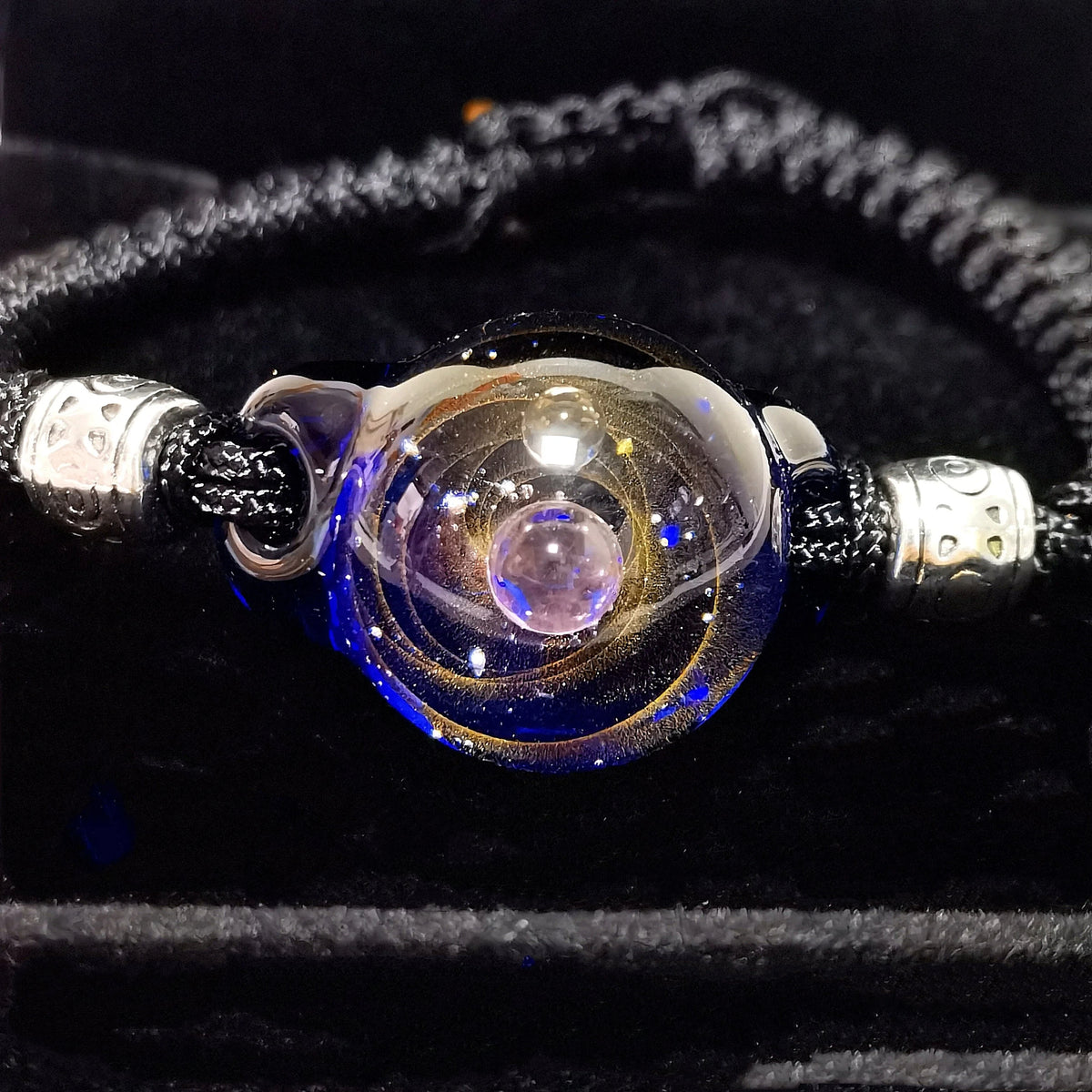 Celestial Orbit Bracelet, Mystical Galaxy Glass Jewelry, Moon and Planet Talisman, Cosmic Amulet, Witchy Celestial Gift