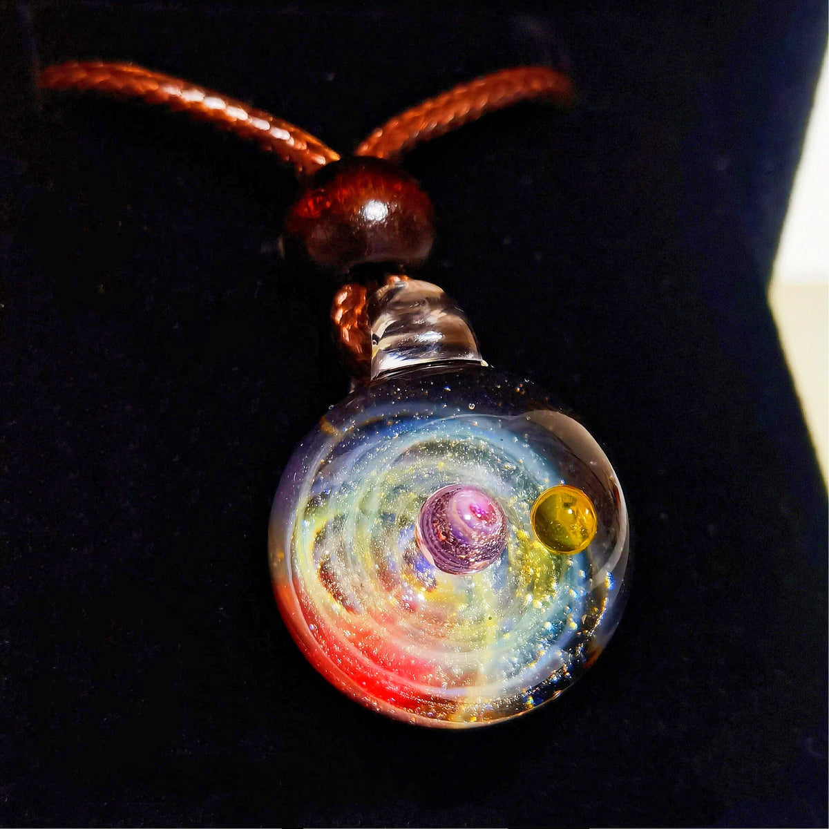 Celestial Oracle Galaxy Pendant Necklace – Mystical Moon, Stars & Planetary Orbit Talisman