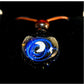 Lunar Oracle Galaxy Necklace, Crescent Moon Glass Pendant, Celestial Jewelry, Mystical Night Sky Necklace, Witchy Gift