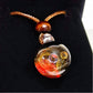 Solar Oracle Galaxy Pendant Necklace – Mystical Cosmic Fire & Planetary Orbit Talisman