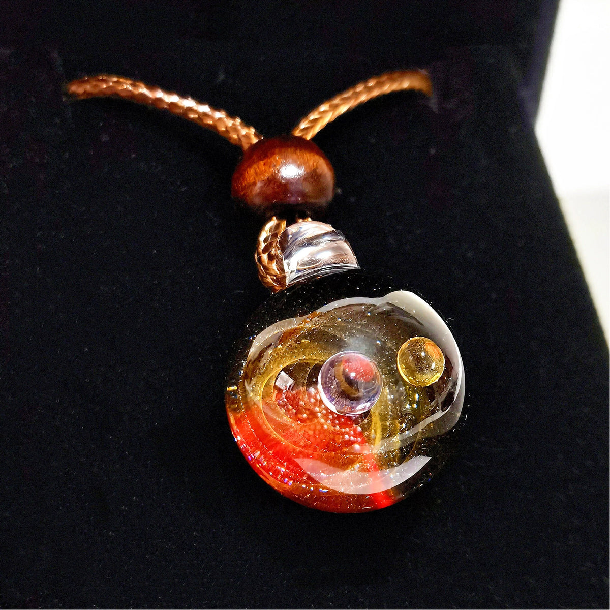 Solar Oracle Galaxy Pendant Necklace – Mystical Cosmic Fire & Planetary Orbit Talisman