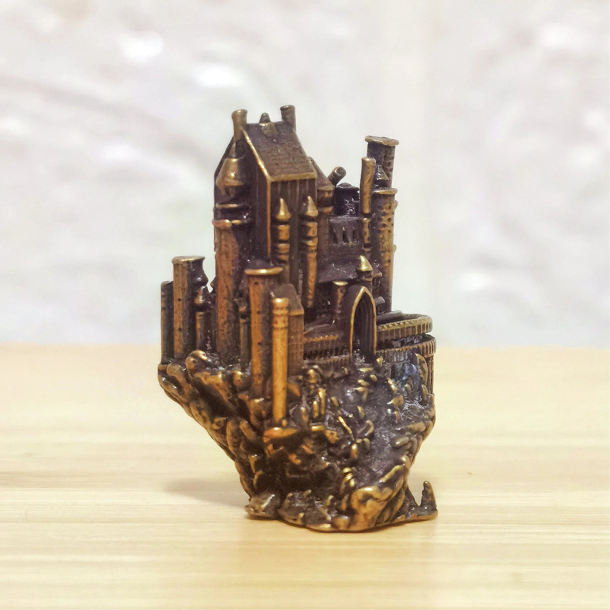 Castle of the Hidden Realm Brass Sculpture – Mystical Fortress of Ancient Magic, Secrets & Protection