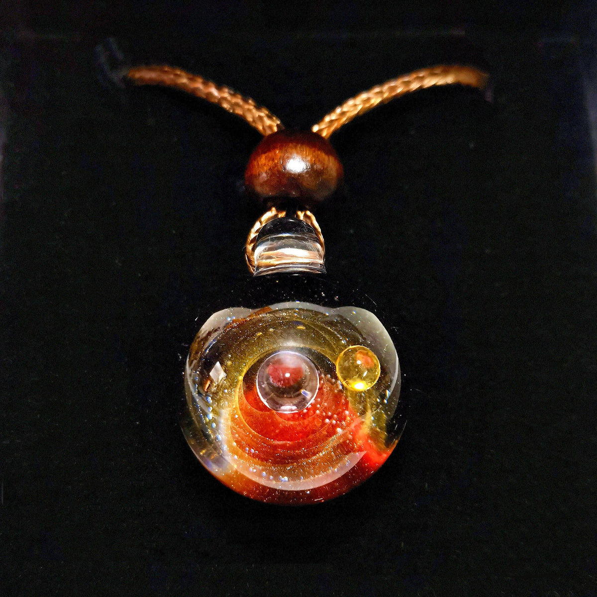 Solar Oracle Galaxy Pendant Necklace – Mystical Cosmic Fire & Planetary Orbit Talisman