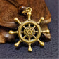 Helm of Destiny Brass Ship Wheel Necklace – Mystical Symbol of Guidance, Direction & Life’s Journey