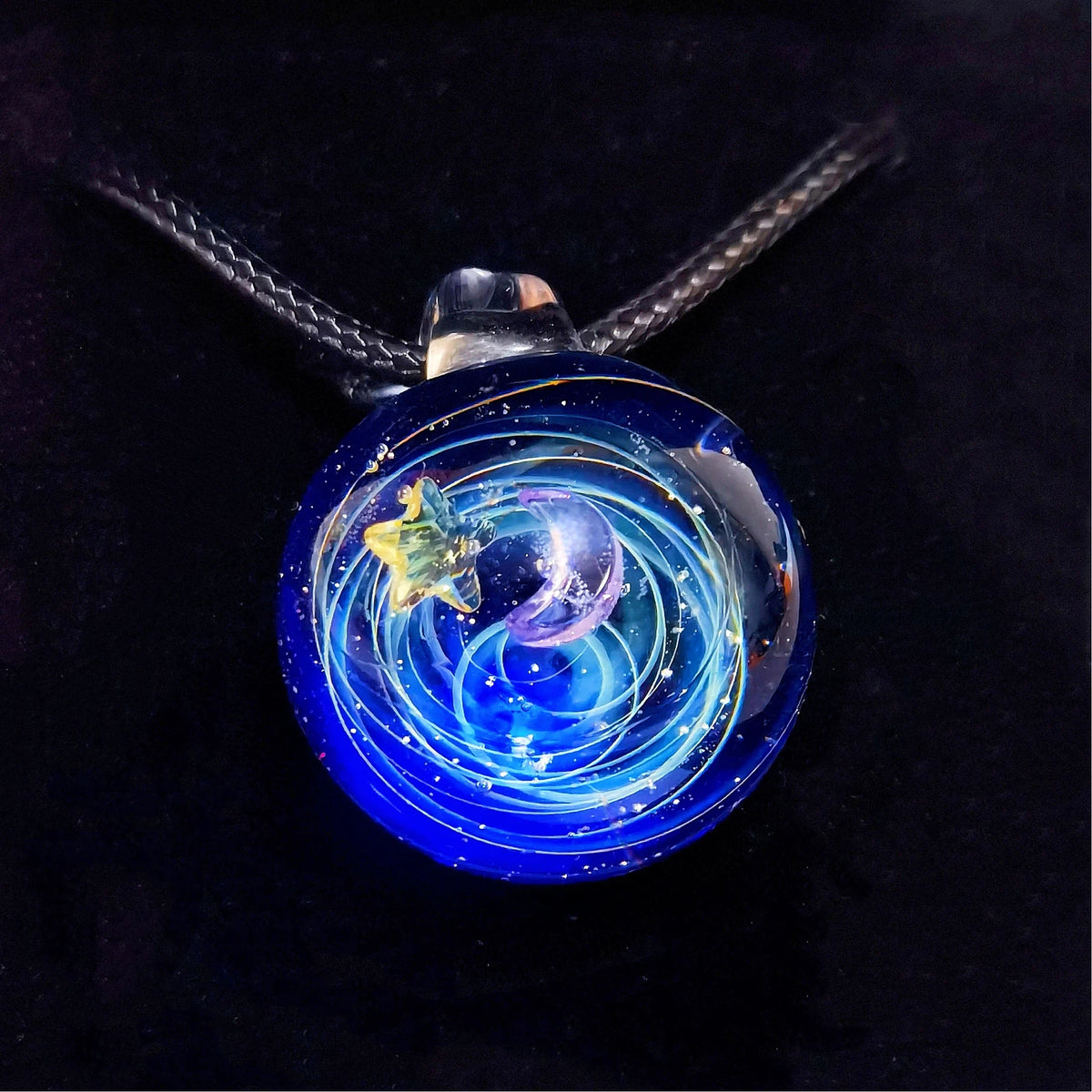 Mystic Galaxy Necklace, Celestial Glass Pendant, Moon Star Jewelry, Cosmic Amulet, Witchy Necklace, Astrology Gift