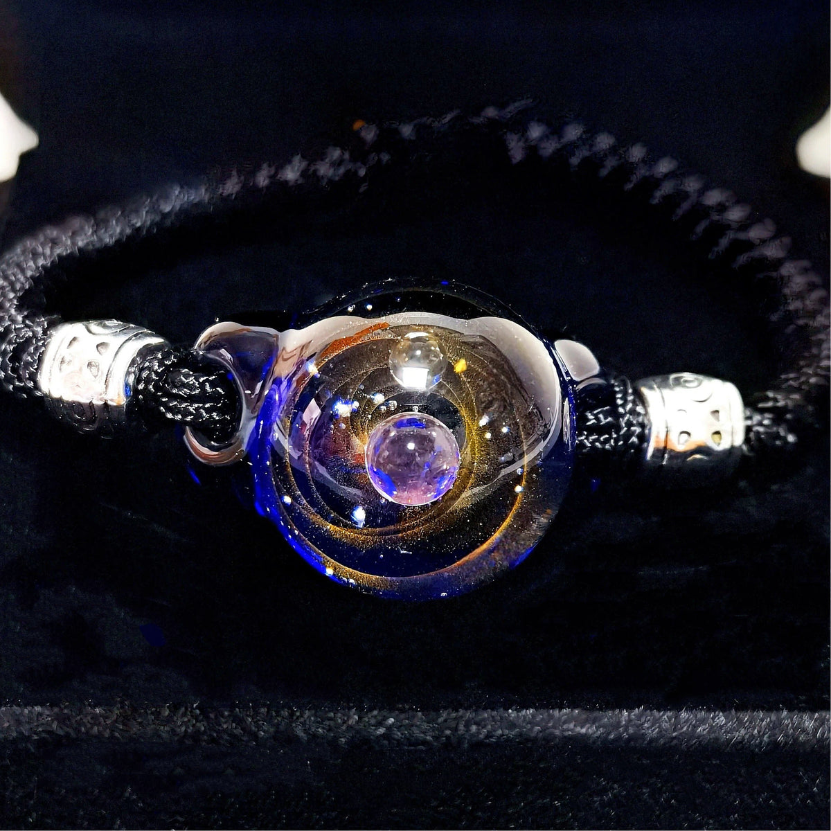 Celestial Orbit Bracelet, Mystical Galaxy Glass Jewelry, Moon and Planet Talisman, Cosmic Amulet, Witchy Celestial Gift