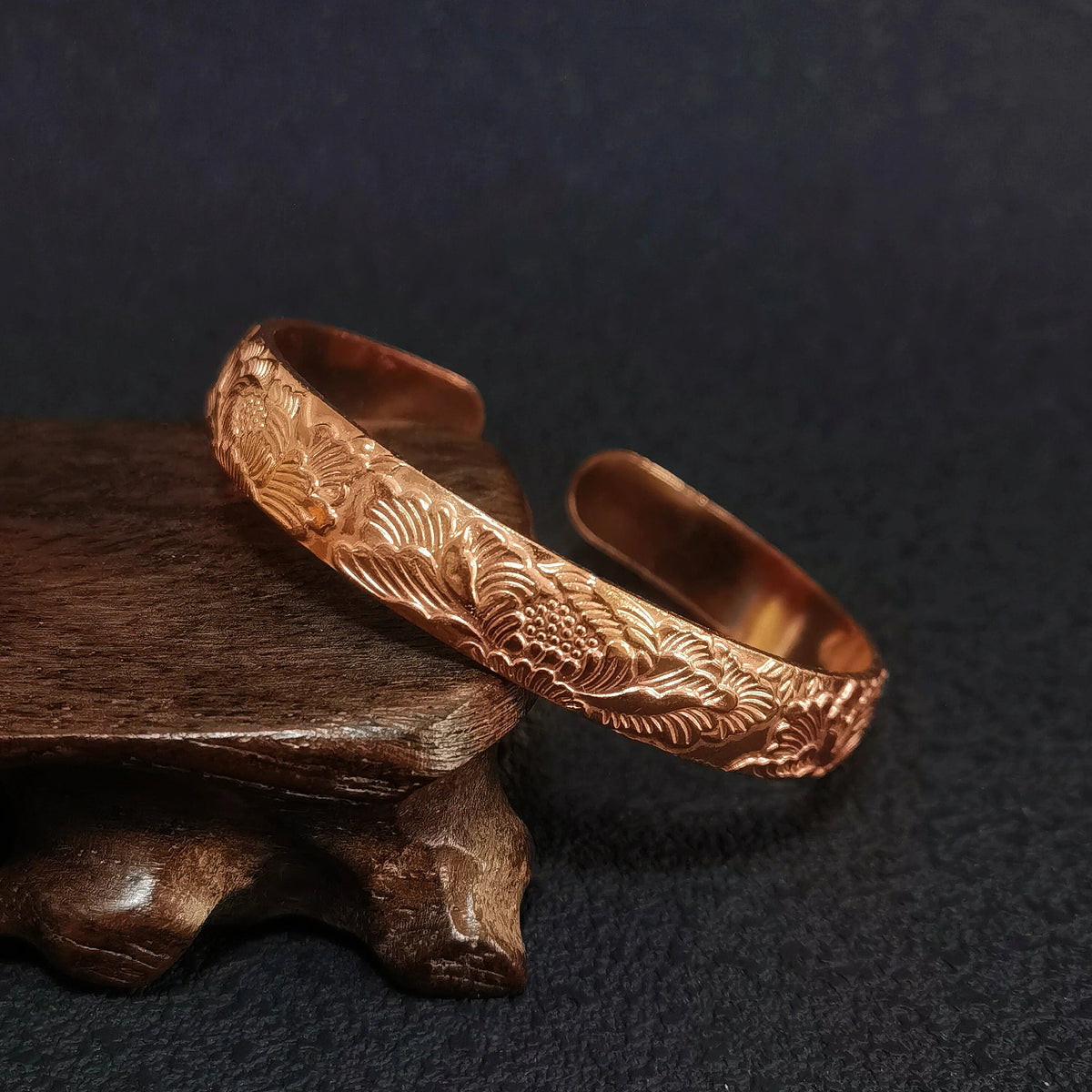 Sacred Bloom Copper Cuff Bracelet, Mystical Floral Talisman, Vintage Amulet Jewelry, Witchy Boho Bracelet, Spiritual Gift
