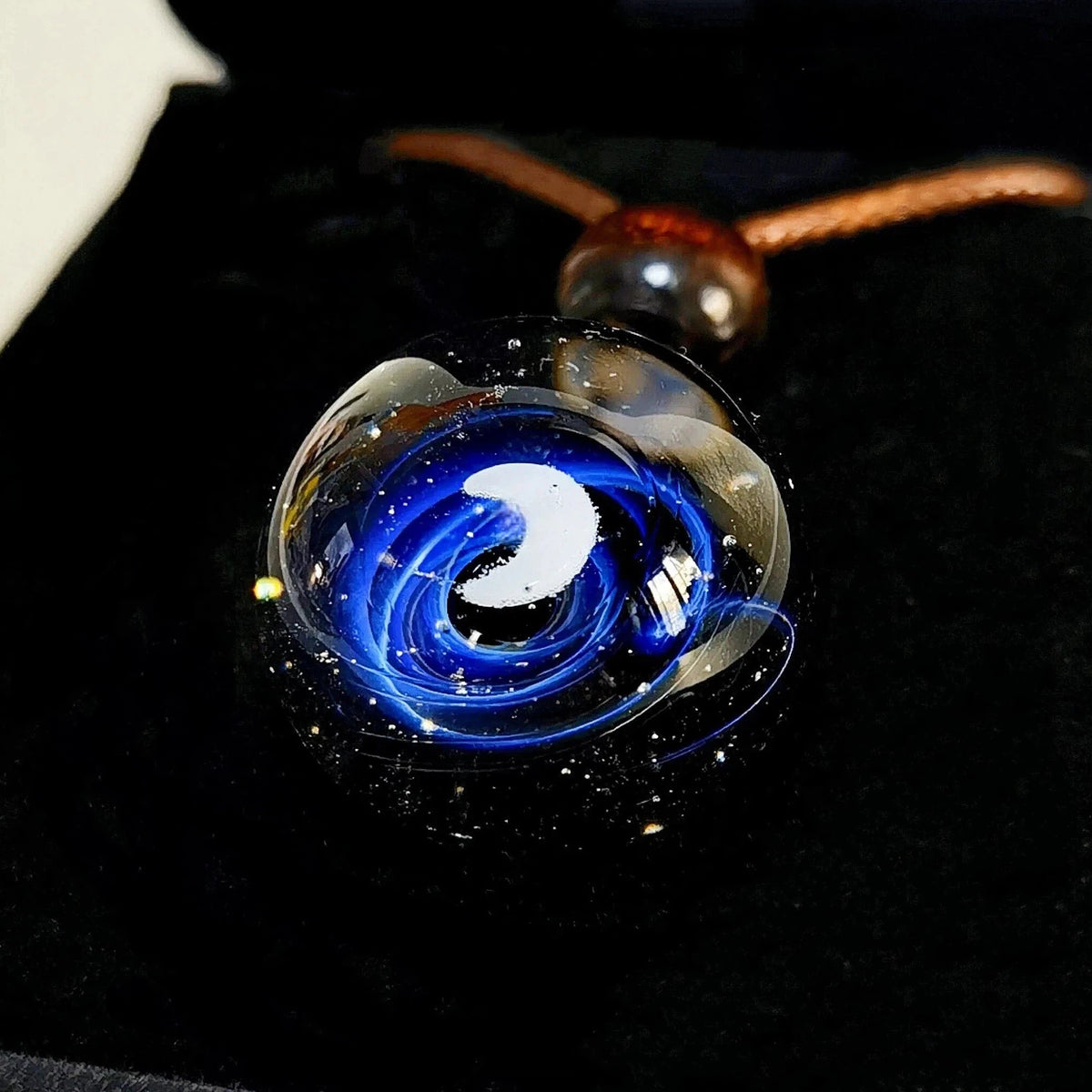 Lunar Oracle Galaxy Necklace, Crescent Moon Glass Pendant, Celestial Jewelry, Mystical Night Sky Necklace, Witchy Gift