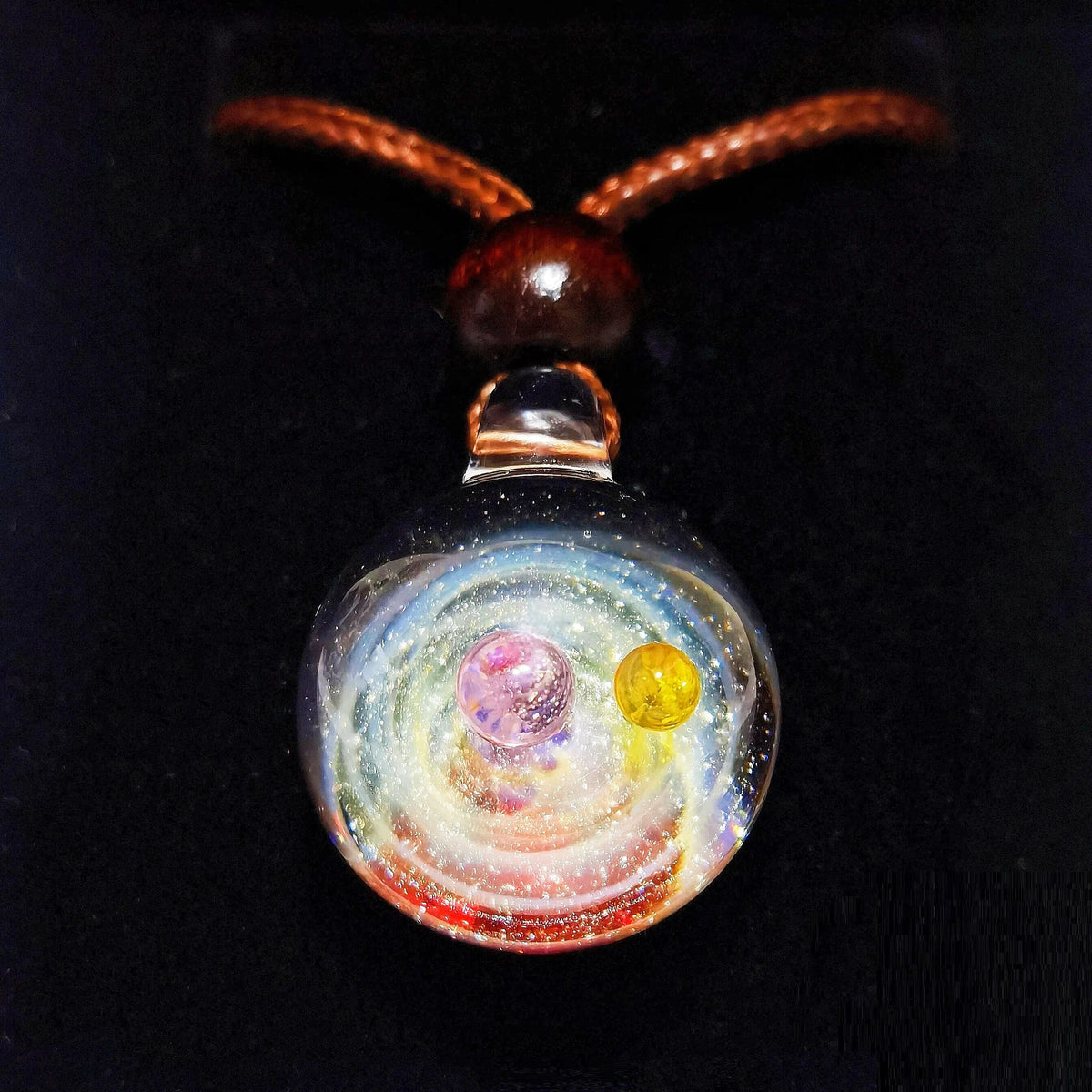 Celestial Oracle Galaxy Pendant Necklace – Mystical Moon, Stars & Planetary Orbit Talisman