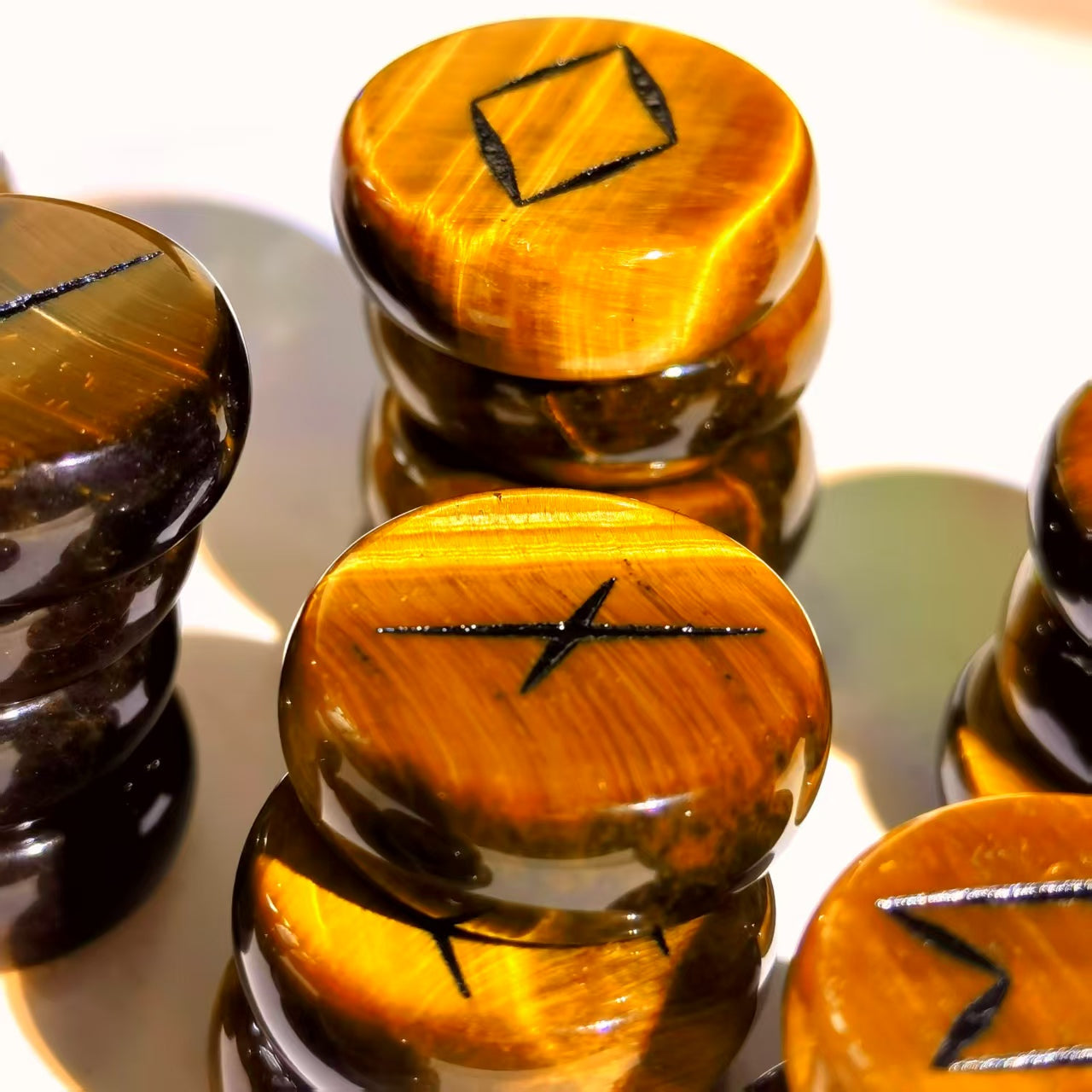 Witch Cat Tiger’s Eye Rune Set