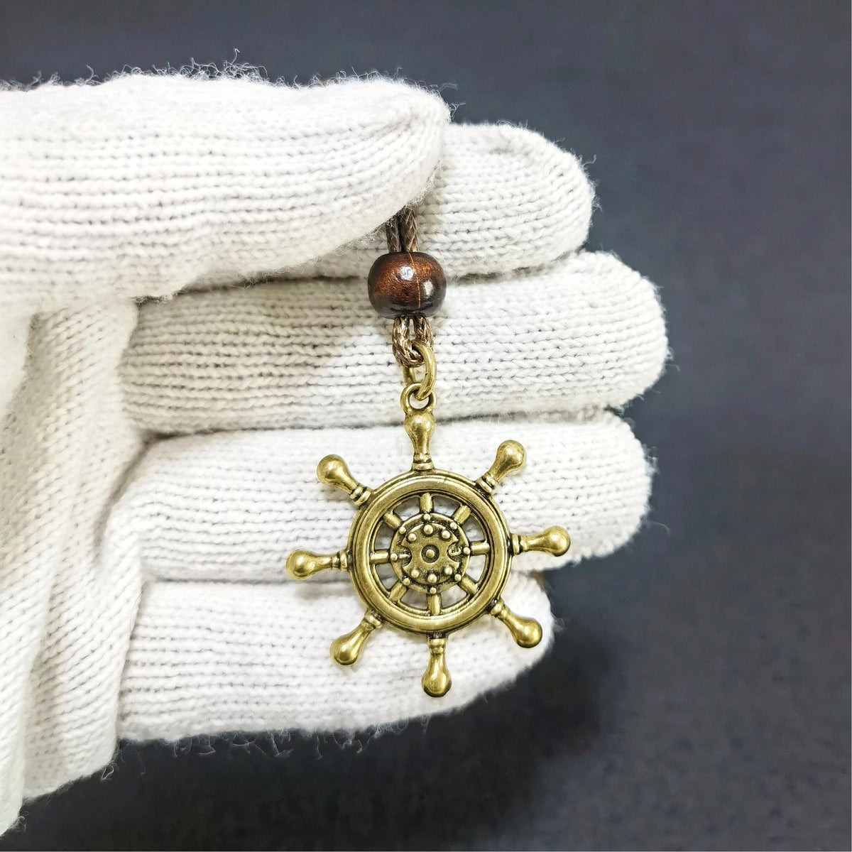 Helm of Destiny Brass Ship Wheel Necklace – Mystical Symbol of Guidance, Direction & Life’s Journey
