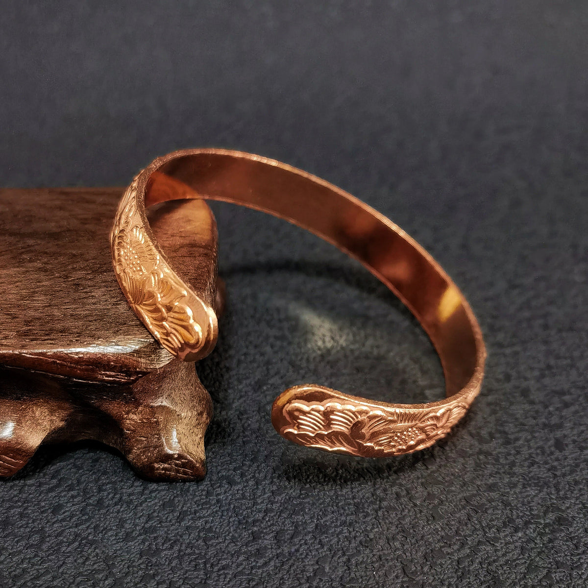 Sacred Bloom Copper Cuff Bracelet, Mystical Floral Talisman, Vintage Amulet Jewelry, Witchy Boho Bracelet, Spiritual Gift