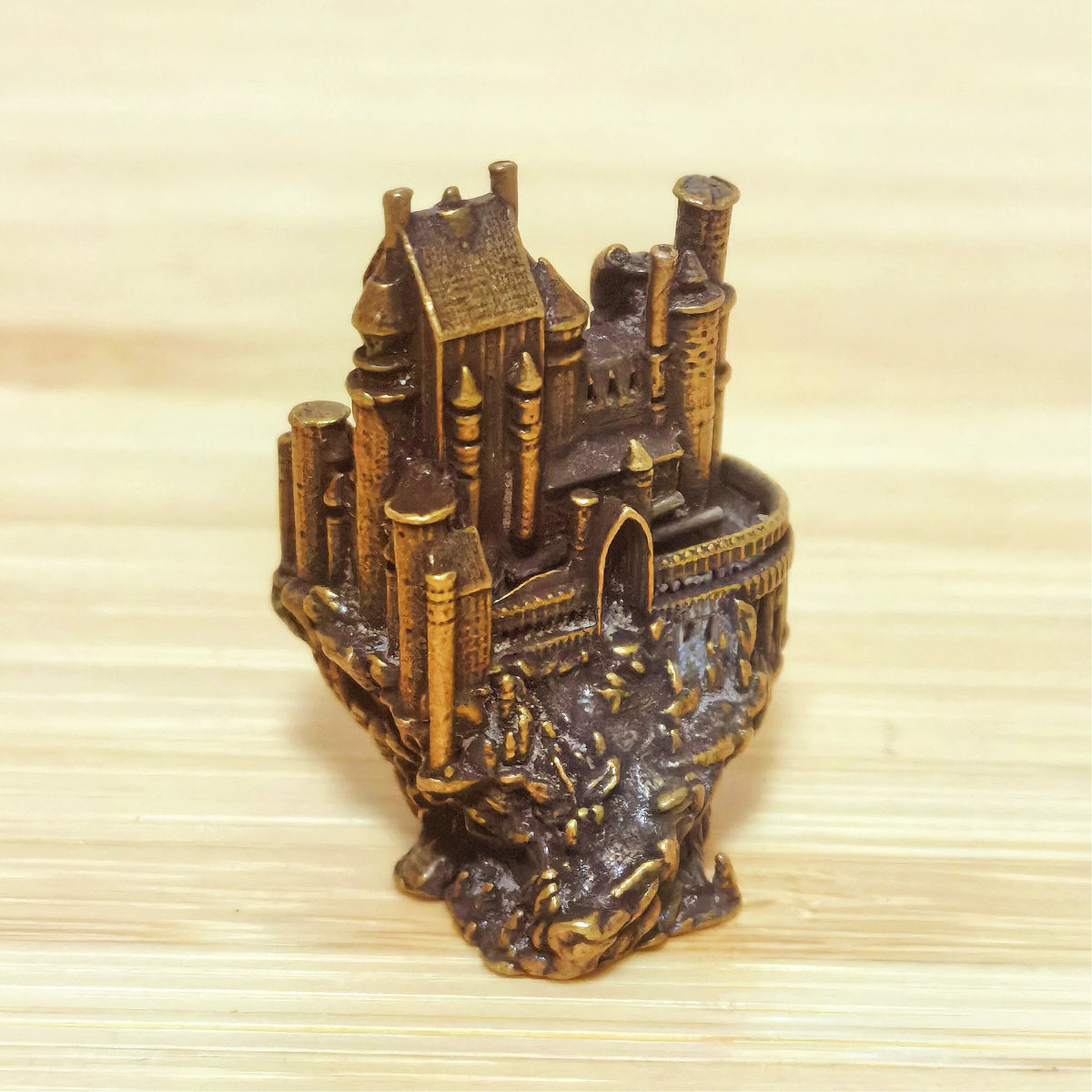 Castle of the Hidden Realm Brass Sculpture – Mystical Fortress of Ancient Magic, Secrets & Protection