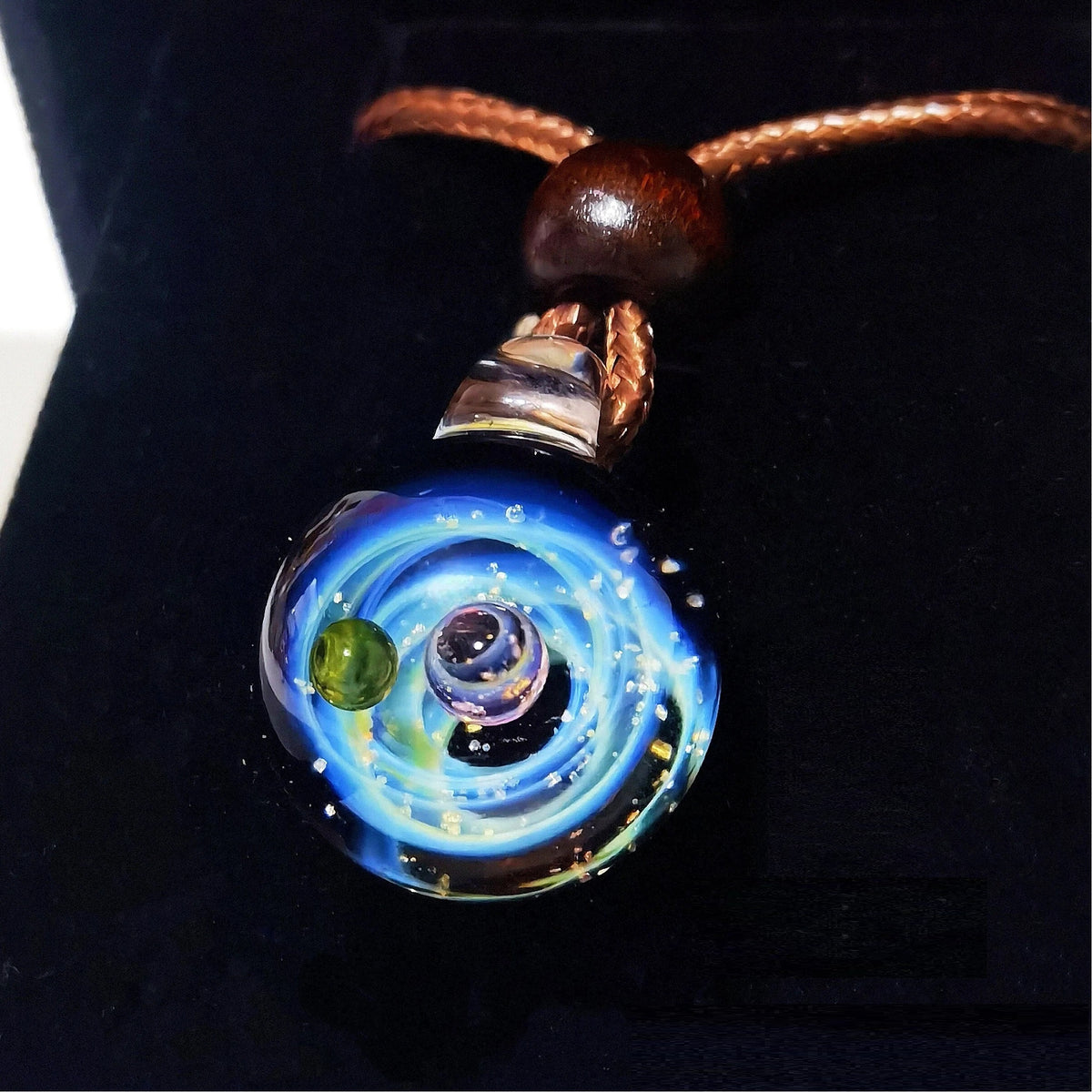 Celestial Oracle Galaxy Pendant Necklace – Mystical Moon, Stars & Planetary Orbit Talisman