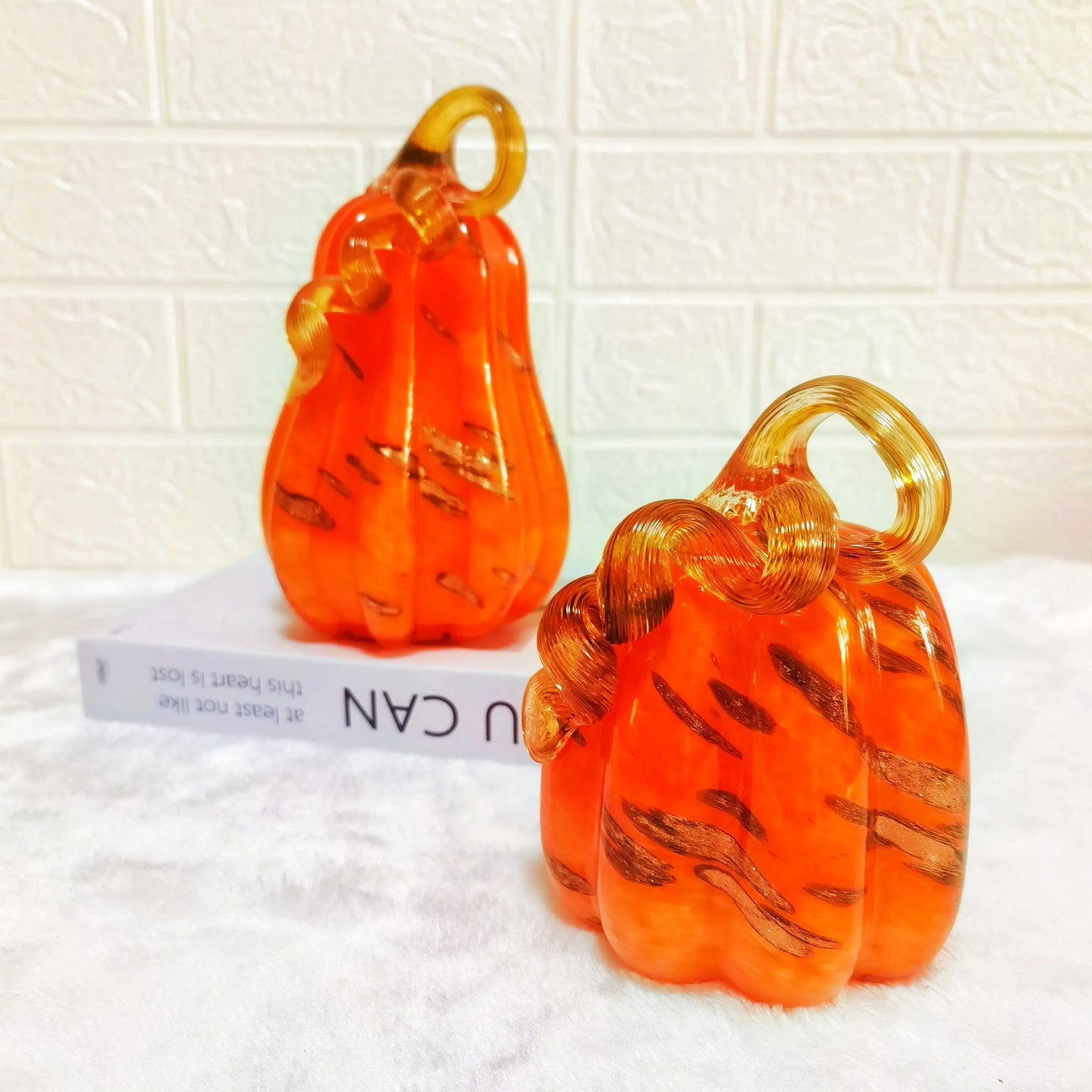 Mystic Amber Flame Glass Pumpkins – Upward journey of the soul
