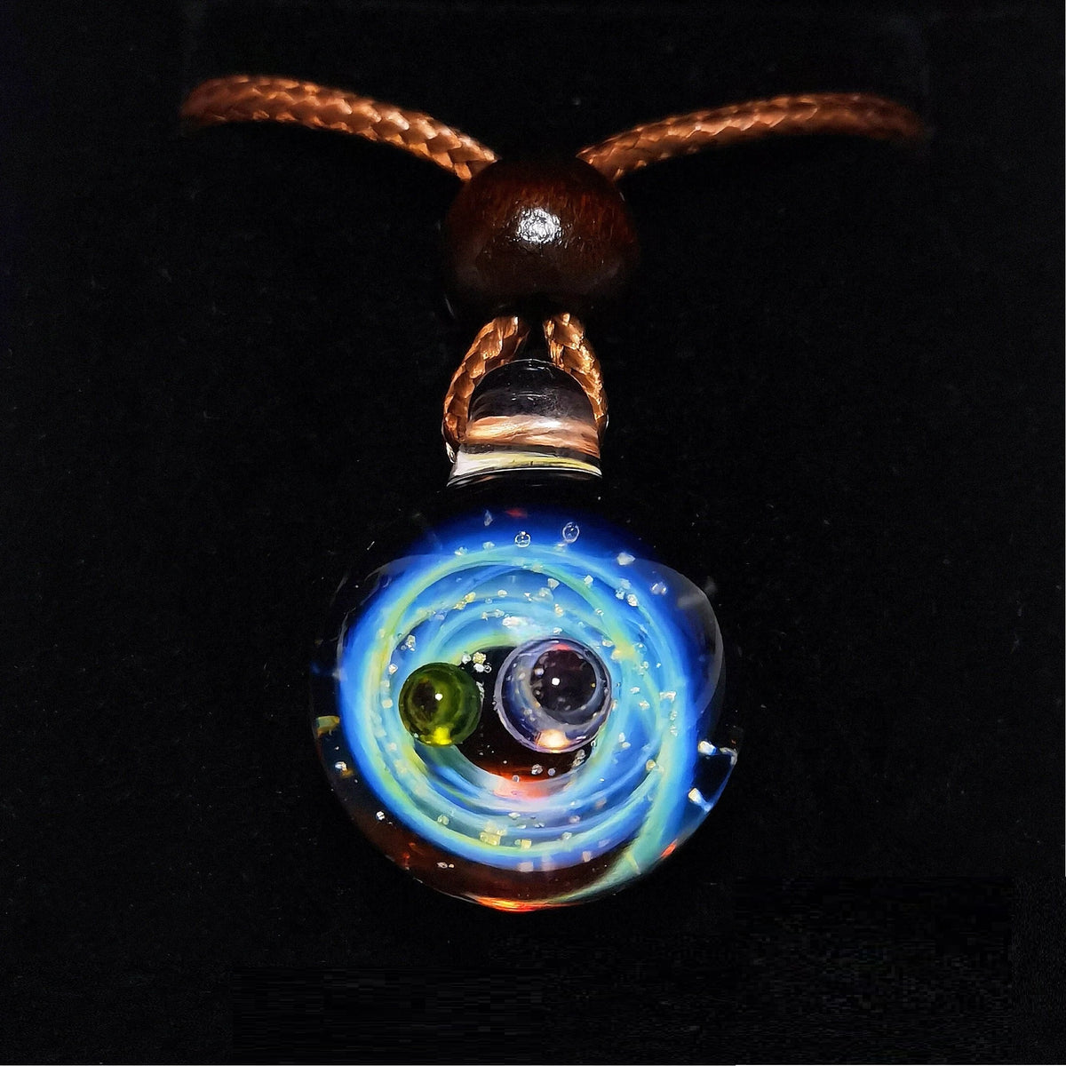Celestial Oracle Galaxy Pendant Necklace – Mystical Moon, Stars & Planetary Orbit Talisman