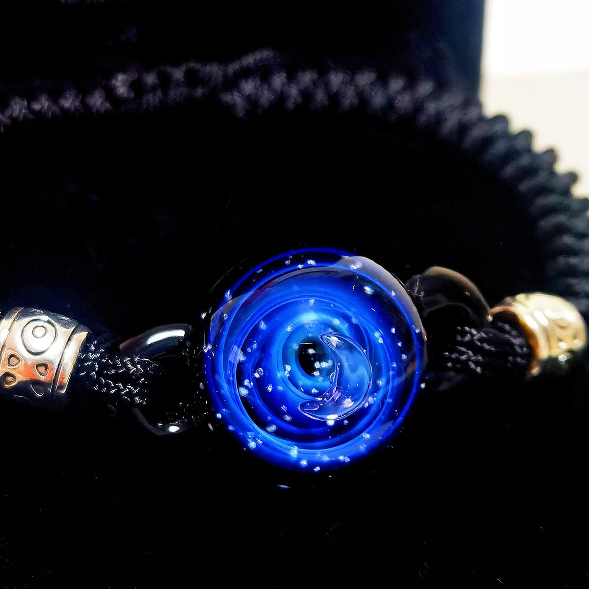 Celestial Orbit Bracelet, Mystical Galaxy Glass Jewelry, Moon and Planet Talisman, Cosmic Amulet, Witchy Celestial Gift