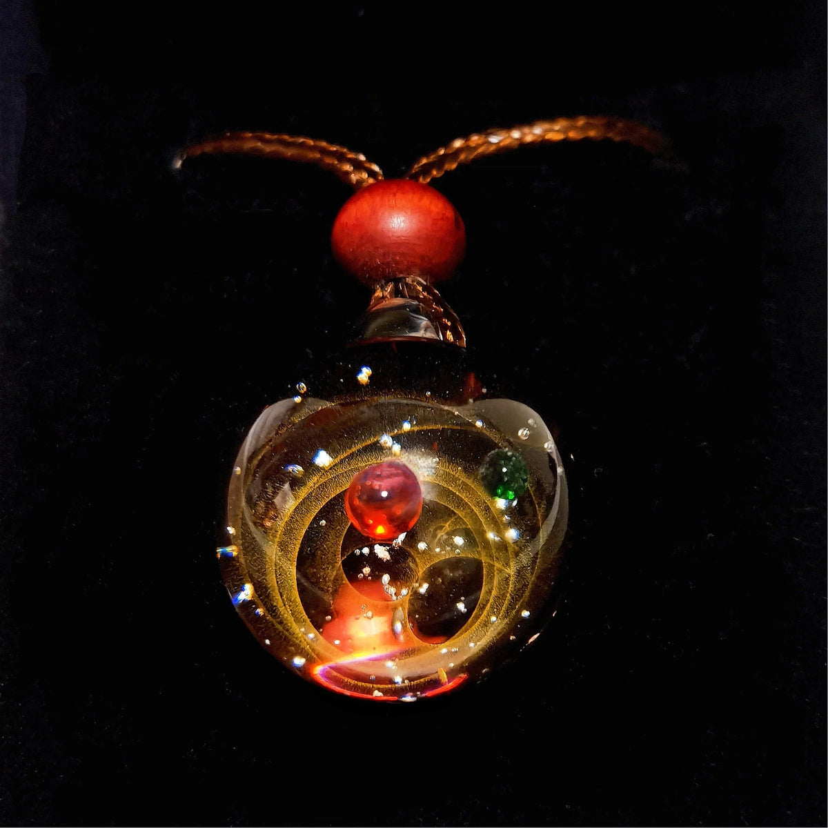 Mystic Celestial Amulet Necklace, Galaxy Glass Pendant, Moon Star Talisman, Cosmic Energy Jewelry, Astral Witchy Necklace