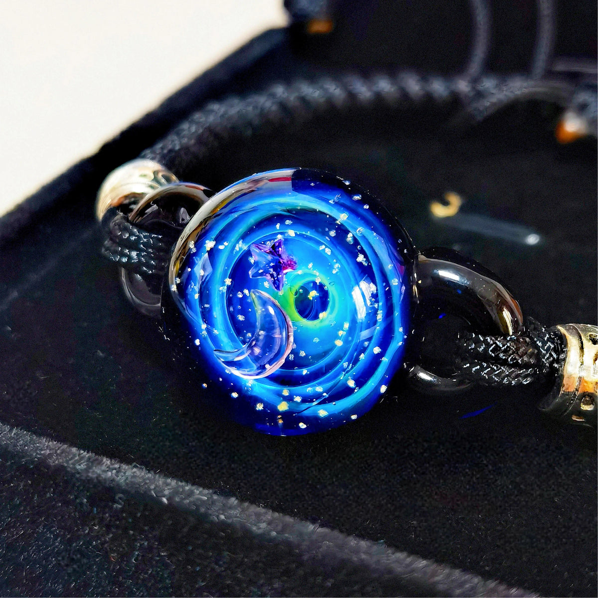 Moonlit Oracle – Celestial Galaxy Bracelet, Mystical Moon and Star Jewelry, Cosmic Talisman, Spiritual Gift