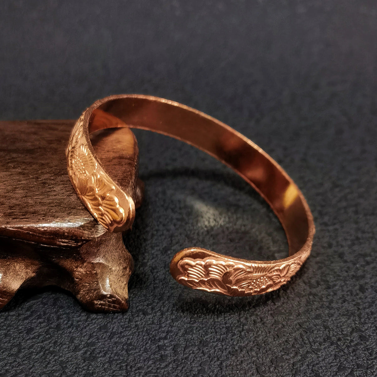 Sacred Bloom Copper Cuff Bracelet, Mystical Floral Talisman, Vintage Amulet Jewelry, Witchy Boho Bracelet, Spiritual Gift