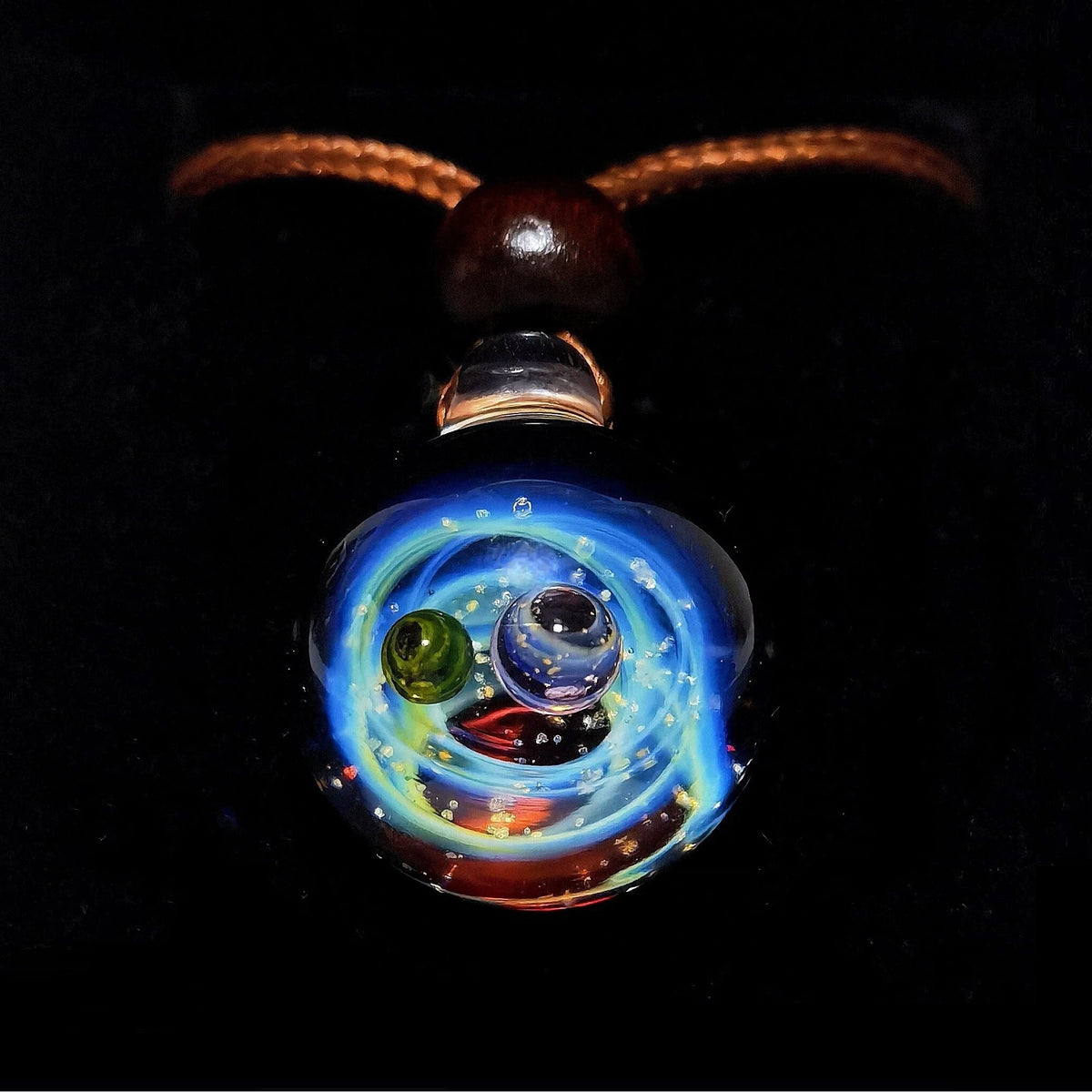 Celestial Oracle Galaxy Pendant Necklace – Mystical Moon, Stars & Planetary Orbit Talisman