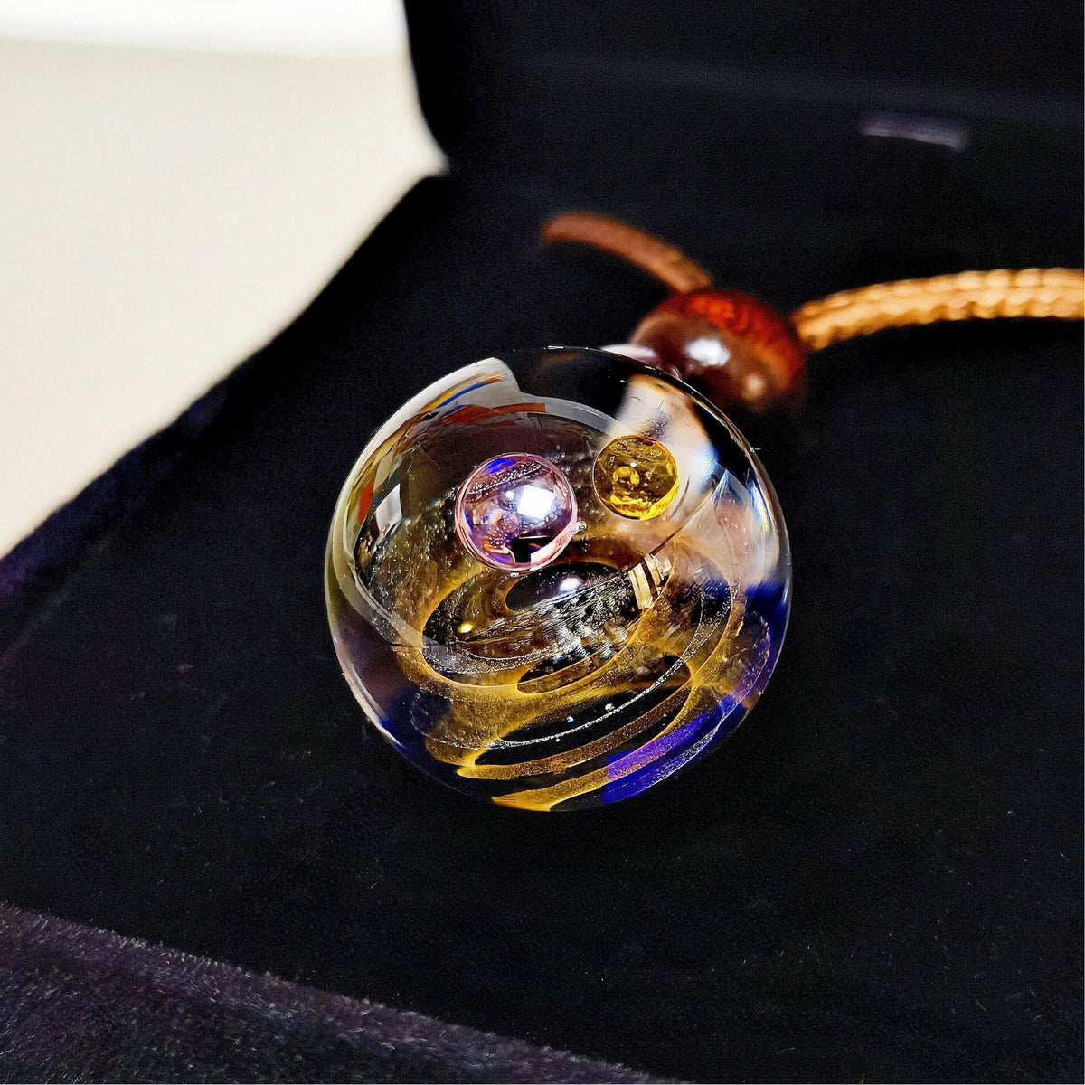 Celestial Alignment Galaxy Necklace, Cosmic Orbit Glass Pendant, Astral Planet Jewelry, Mystical Universe Necklace, Stargazer Gift