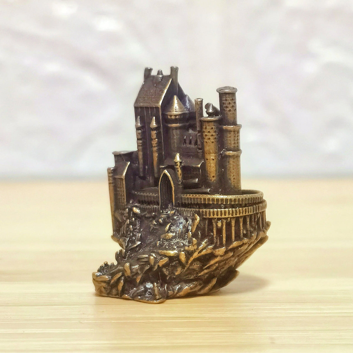 Castle of the Hidden Realm Brass Sculpture – Mystical Fortress of Ancient Magic, Secrets & Protection
