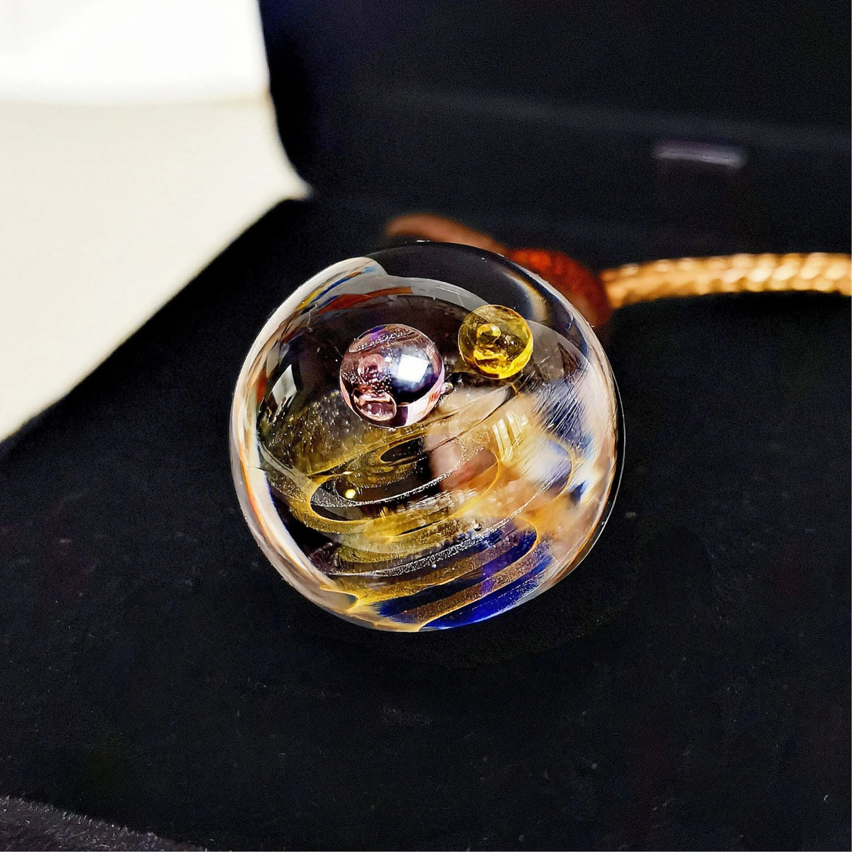 Celestial Alignment Galaxy Necklace, Cosmic Orbit Glass Pendant, Astral Planet Jewelry, Mystical Universe Necklace, Stargazer Gift