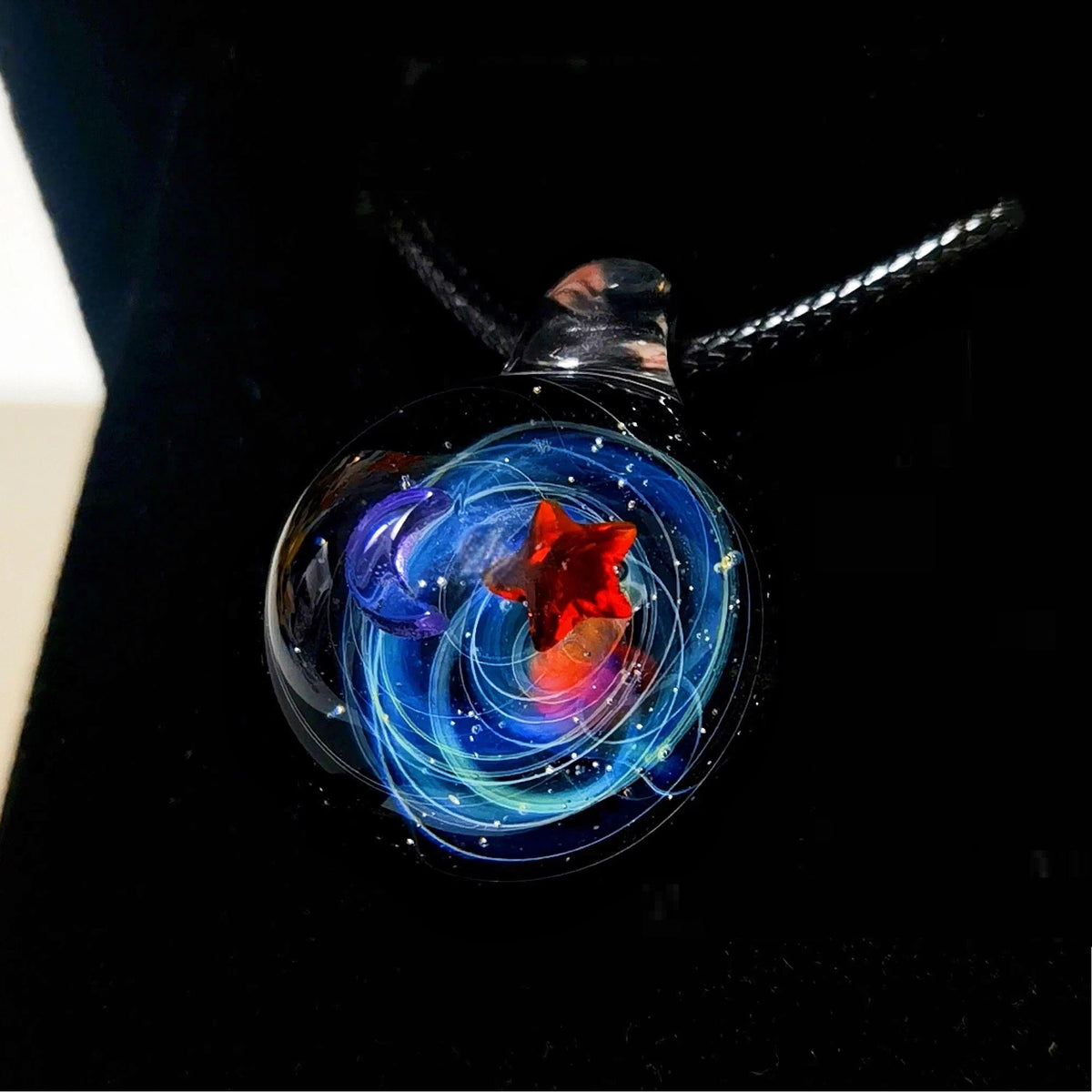 Celestial Oracle Galaxy Pendant Necklace – Mystical Moon, Stars & Planetary Orbit Talisman