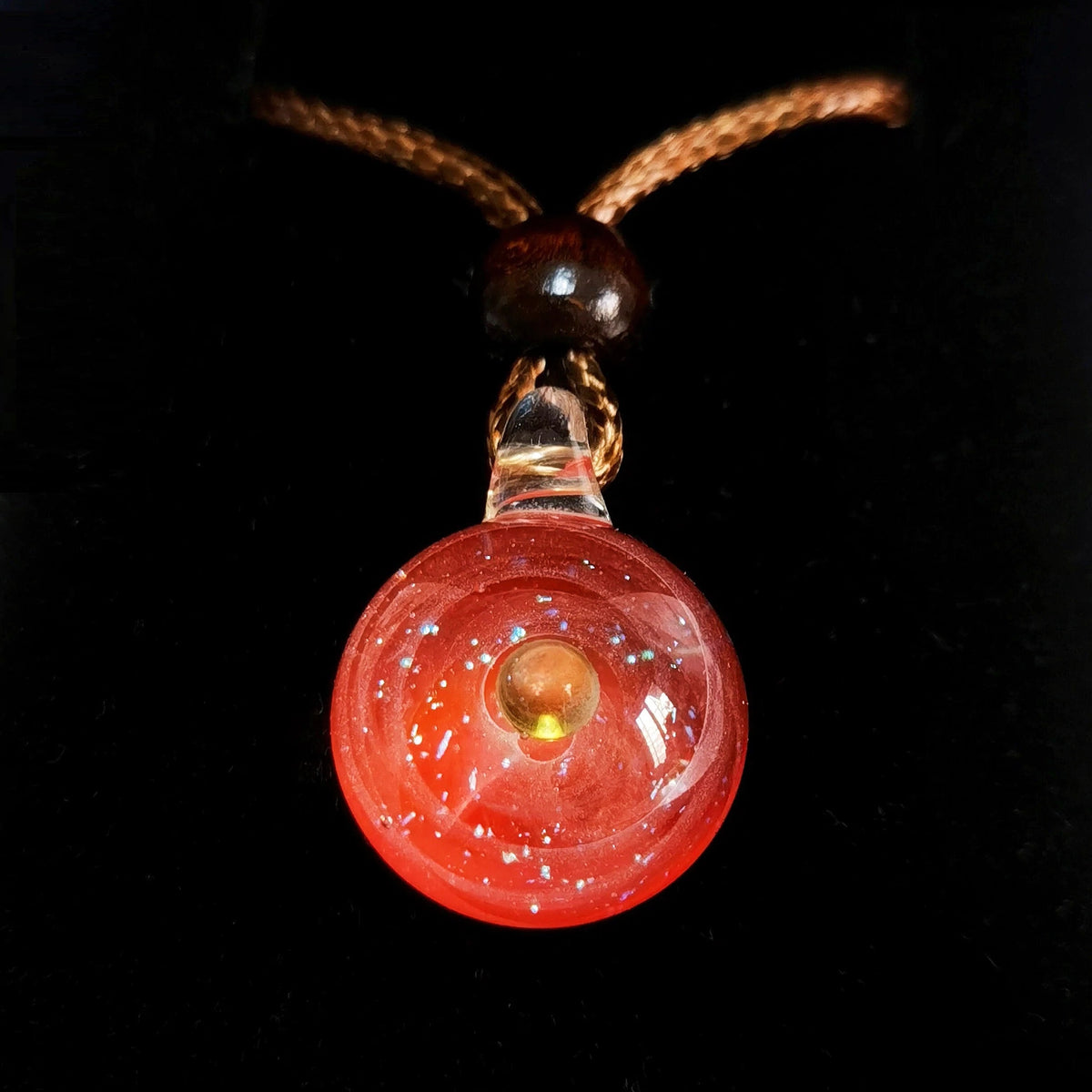 Solar Oracle Galaxy Pendant Necklace – Mystical Cosmic Fire & Planetary Orbit Talisman
