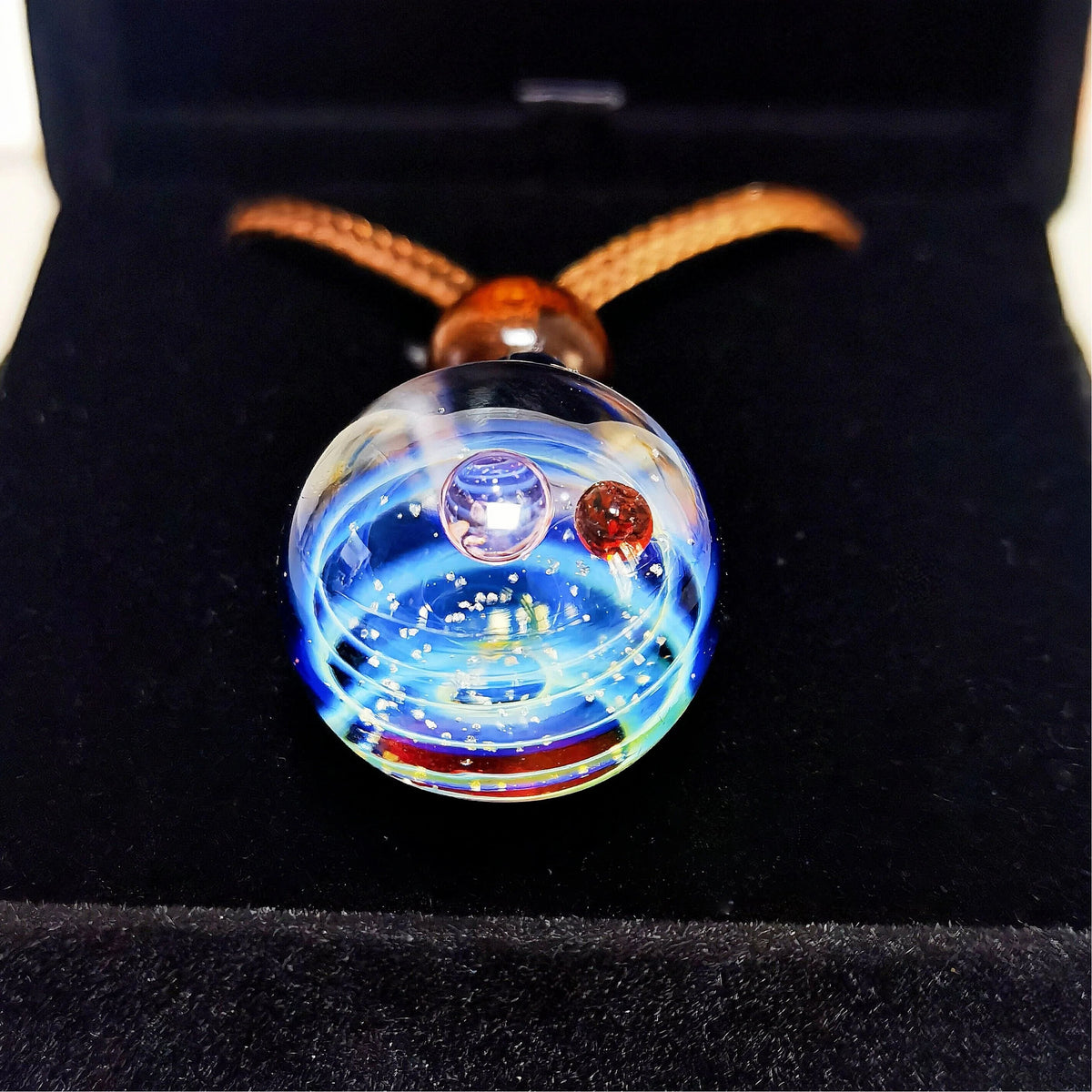 Astral Orbit Galaxy Glass Pendant Necklace – Mystical Celestial Planet Jewelry