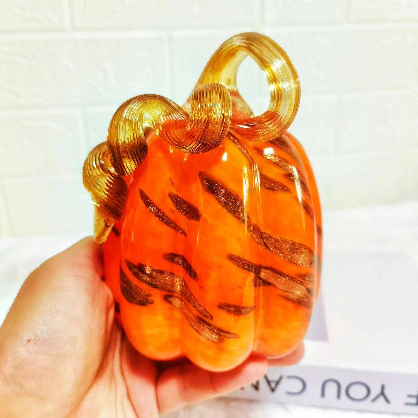 Mystic Amber Flame Glass Pumpkins – Upward journey of the soul