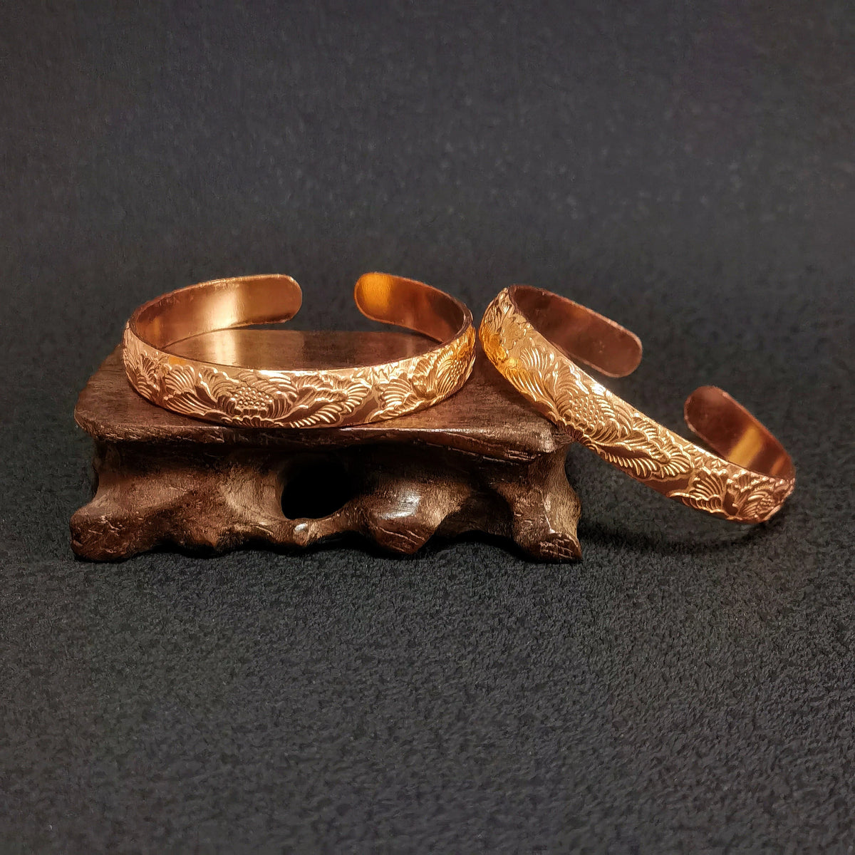 Sacred Bloom Copper Cuff Bracelet, Mystical Floral Talisman, Vintage Amulet Jewelry, Witchy Boho Bracelet, Spiritual Gift